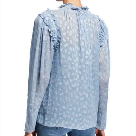 ✨NWT Rebecca Taylor Long-Sleeve Leopard Ruffle Top - Picture 6 of 6